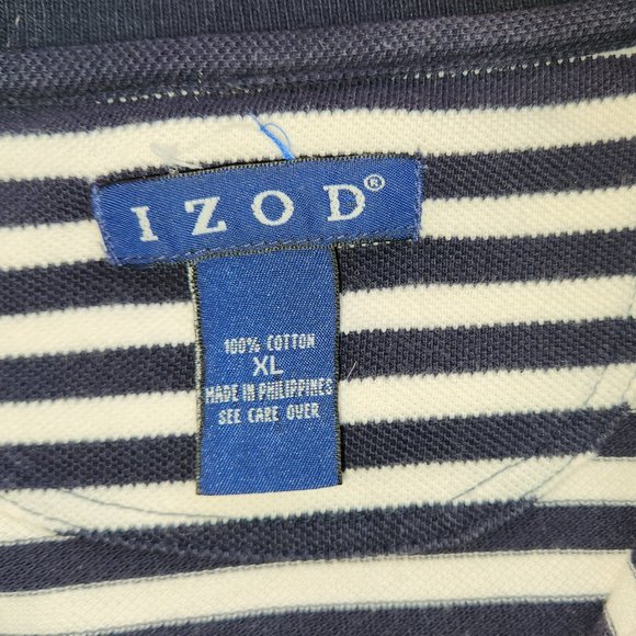 Izod Black and White Striped Polo Shirt - Picture 3 of 4